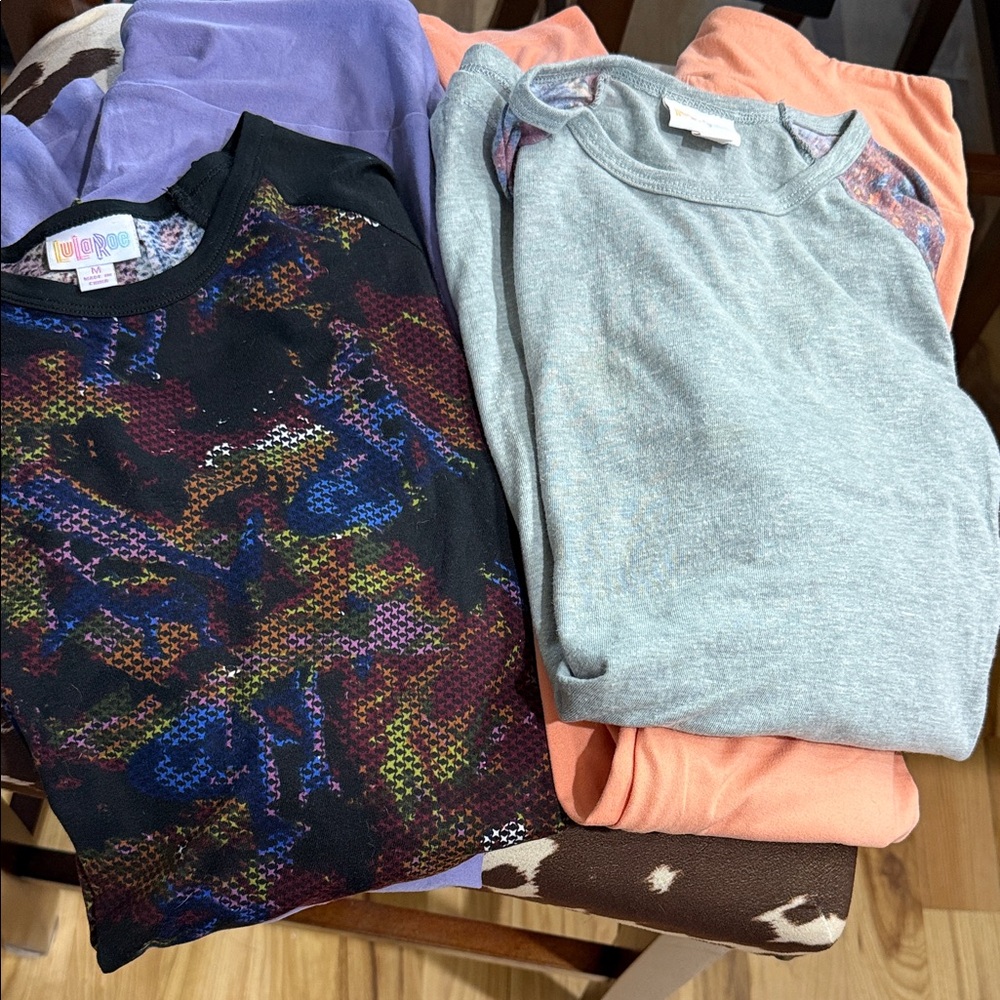 LuLaRoe Clothing Bundle 3/4 Sleeve Randy Leggings purple peach lavender black